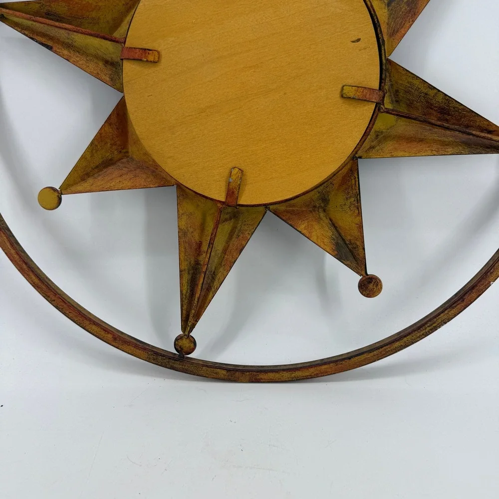 Sunburst Wall Mirror Gold Black Celestial Star Metal Decor Round Sun face